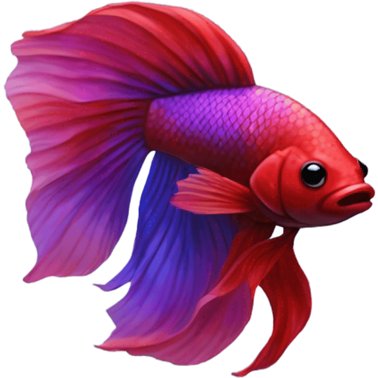 mostly red betta fish, with hints of blue and purple  emoji