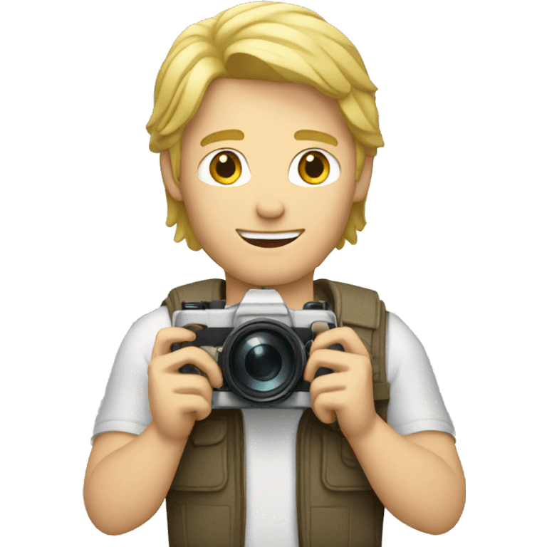 blonde guy with mullet holding a camera emoji