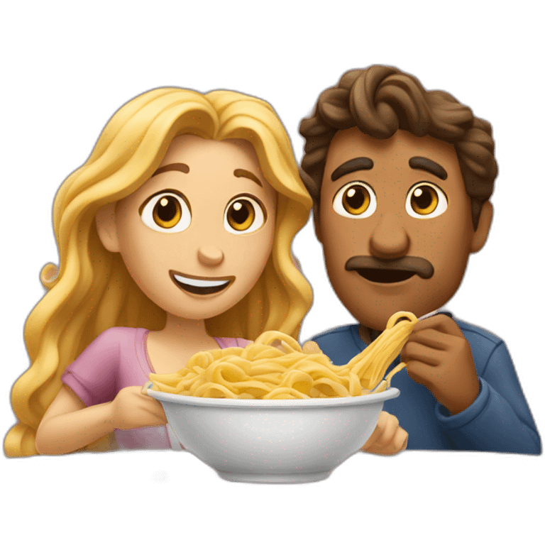 couple eating pasta like lady and the tramp emoji