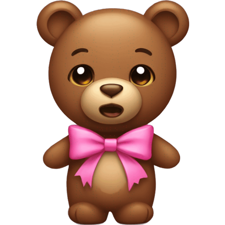 a little brown stuffed bear with a pink bow emoji