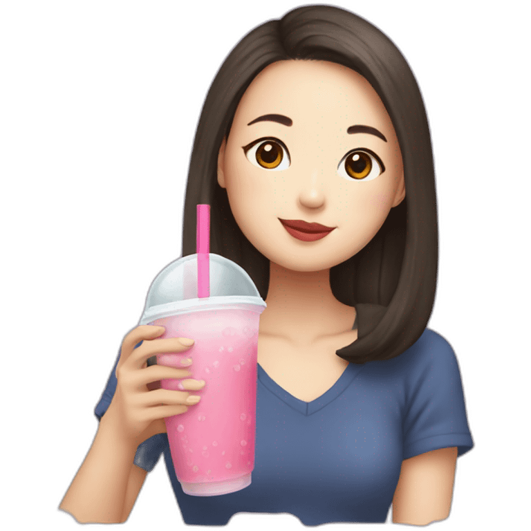 Taiwanese Girl drinking bubble tea emoji