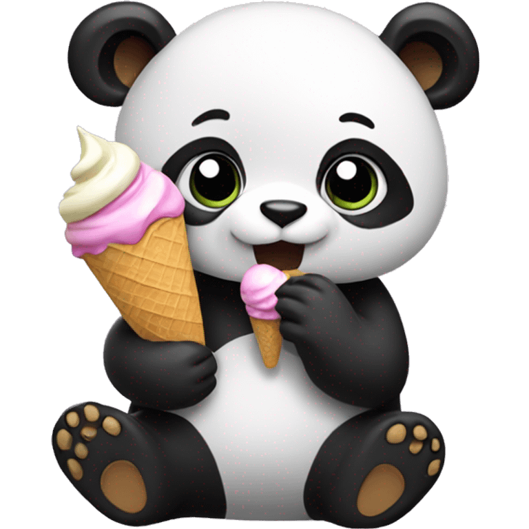 Panda eating ice cream emoji