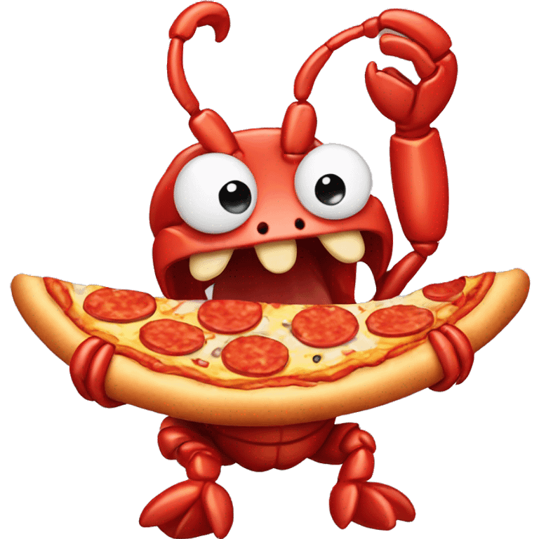 Cute Lobster eating pizza emoji