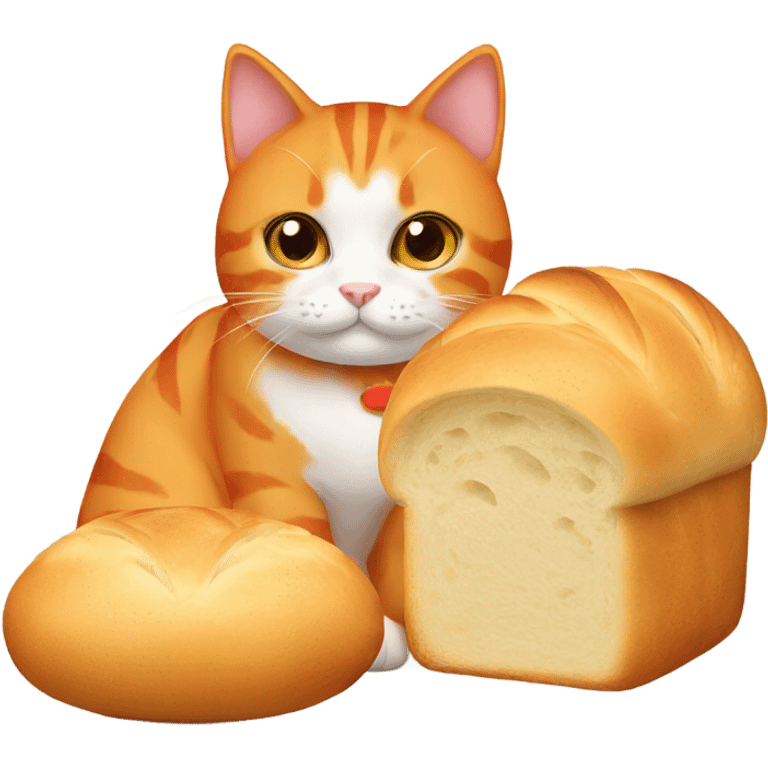 Orange cat with bread rolls emoji