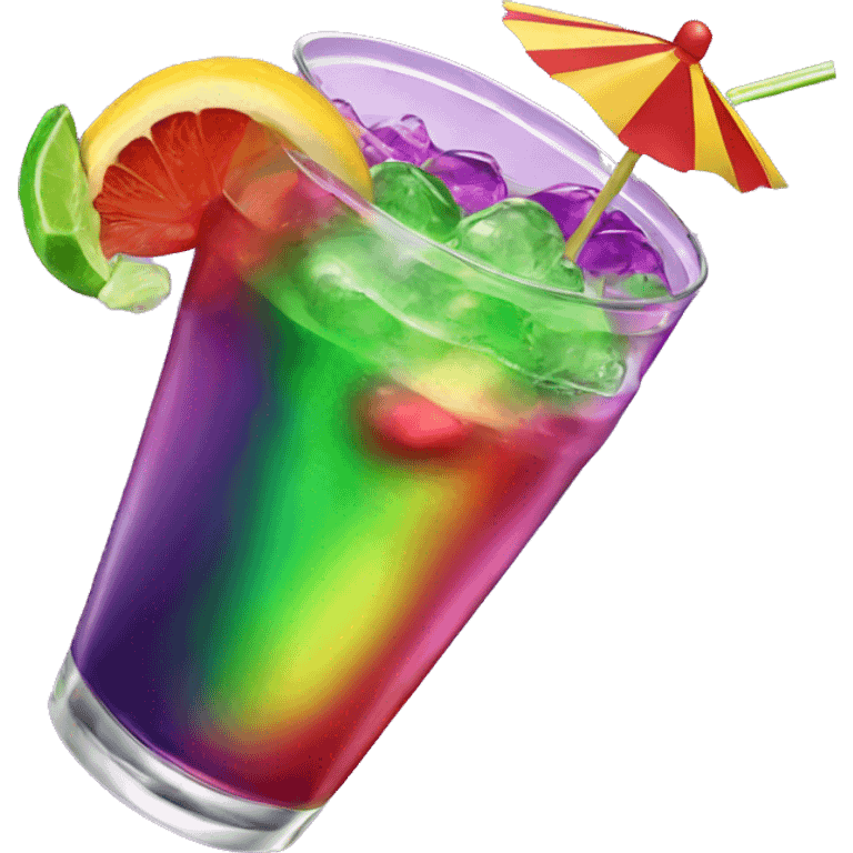 Realistic New Orleans Purple and Green,Red,Yellow,Pink,Hurricane Cocktail emoji