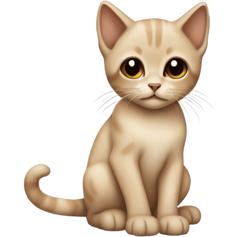 small beige color kitten with a dark brown face sitting on its side  emoji