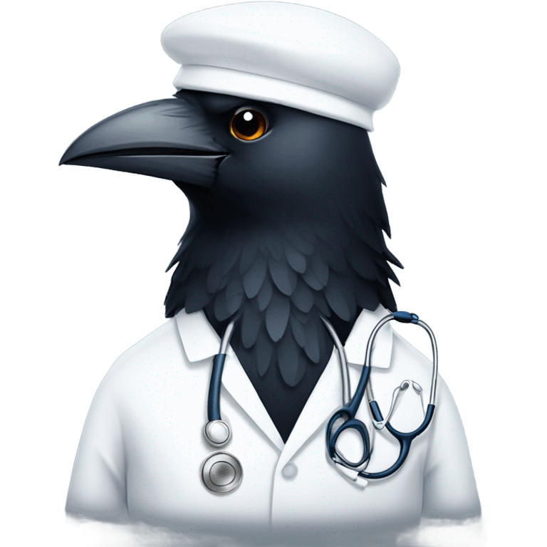 A crow in a medical suit emoji