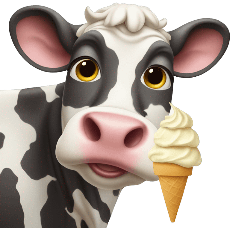 Cow eating ice Cream emoji