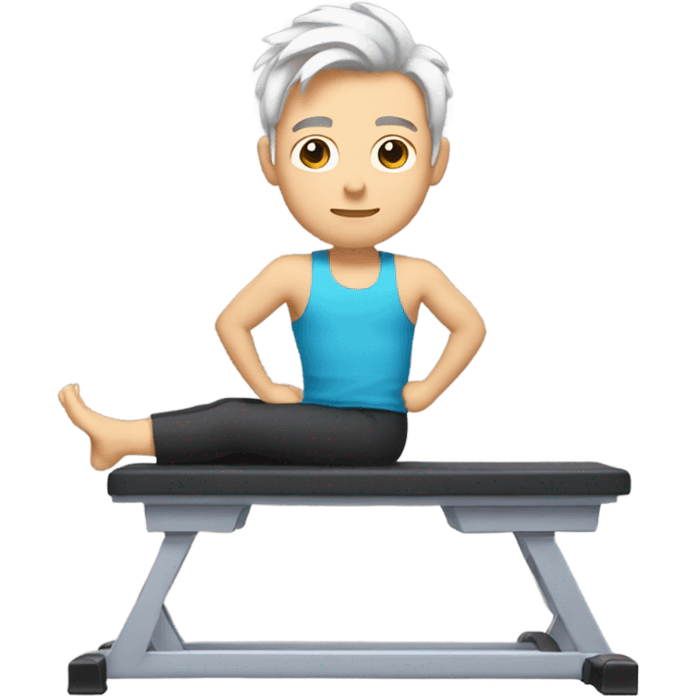 White brown hair no beard young male doing pilates emoji