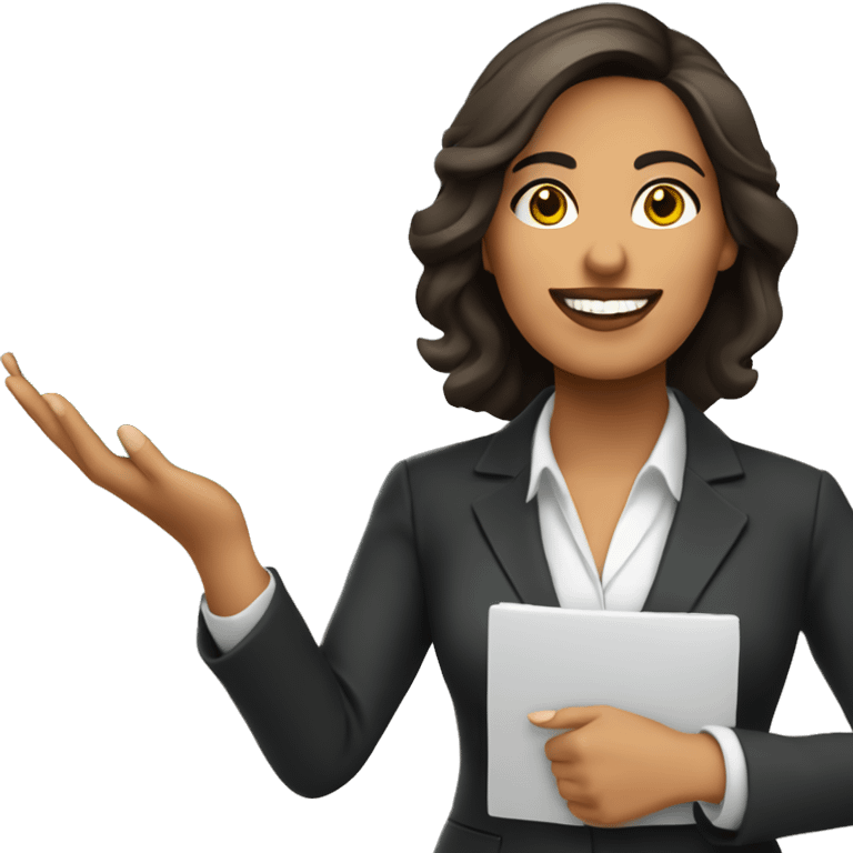 Hispanic realtor woman holding “SOLD” on hands emoji