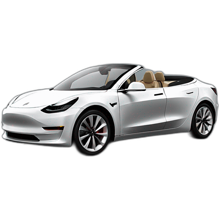 open top, black color, Tesla Model 3, black upholstery, full side view emoji