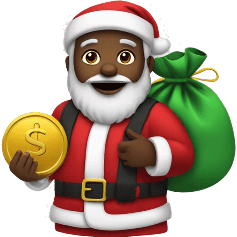 Black Santa with a money bag emoji