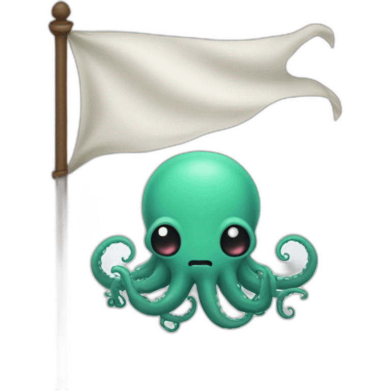 cute kraken hanging a white flag emoji