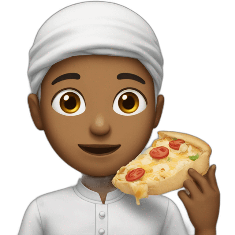 Fair skin muslim boy eating food emoji