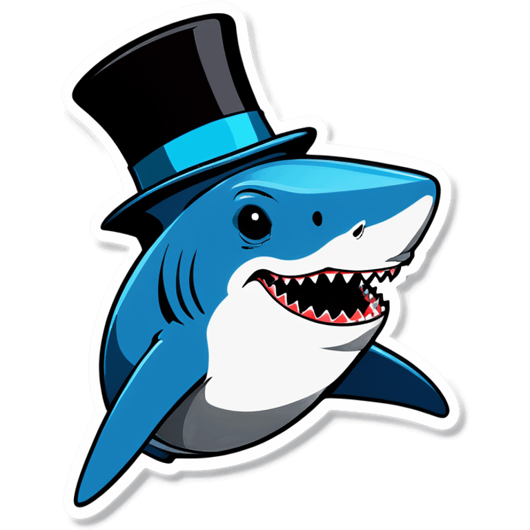 Shark with a top hat emoji