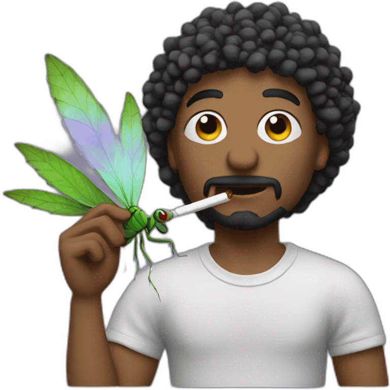 dude smoking weed the back of a purple dragonfly emoji