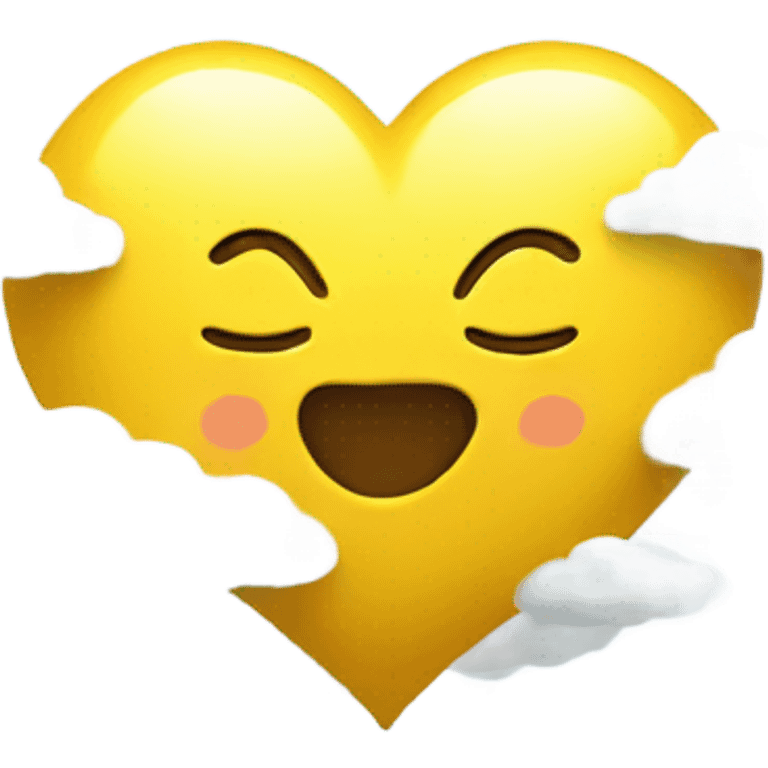 Yellow heart with clouds emoji