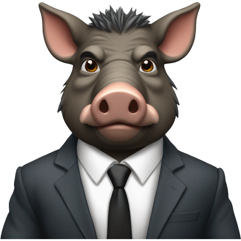 Cool boar in a business suit emoji