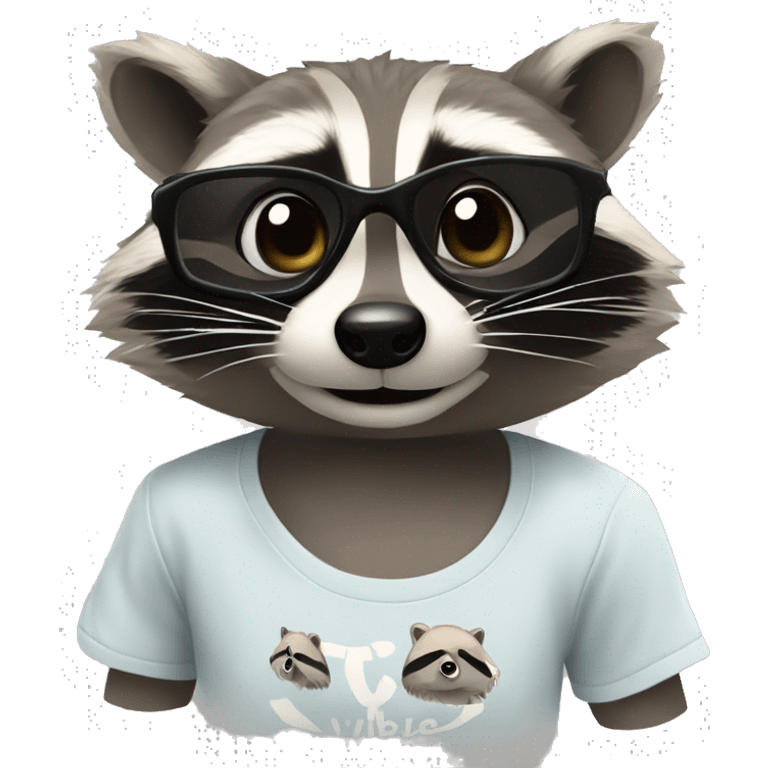 raccoon wearing a "Vibe clear" t-shirt emoji