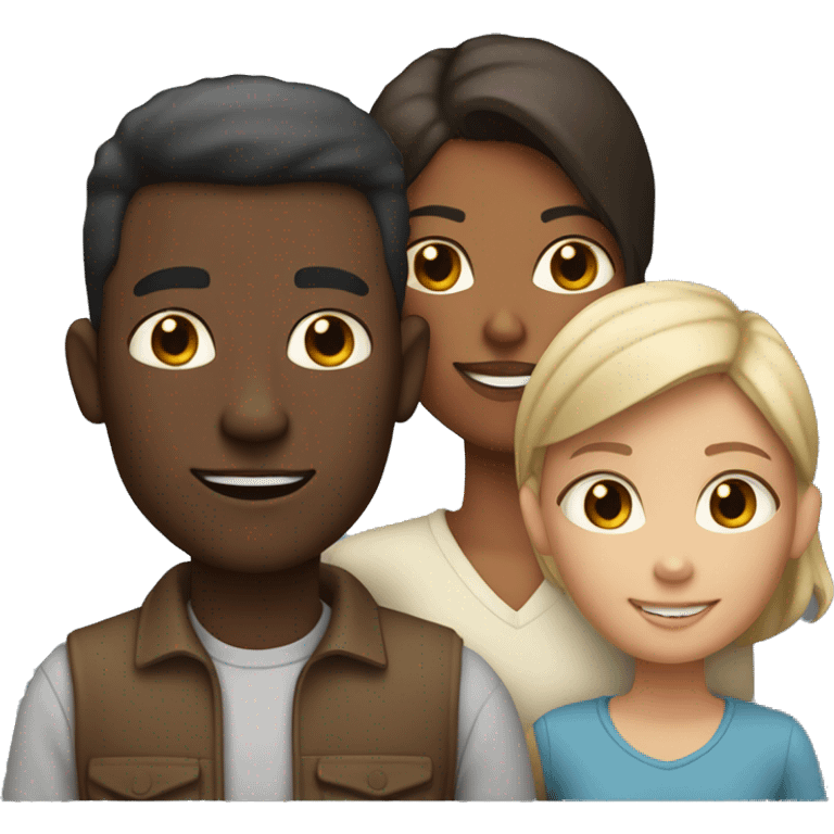 family, white skin dad, dark skin mom, 2 boys brown skin emoji