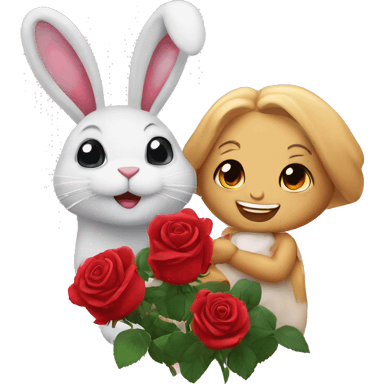 Cute rose and rabbit  emoji