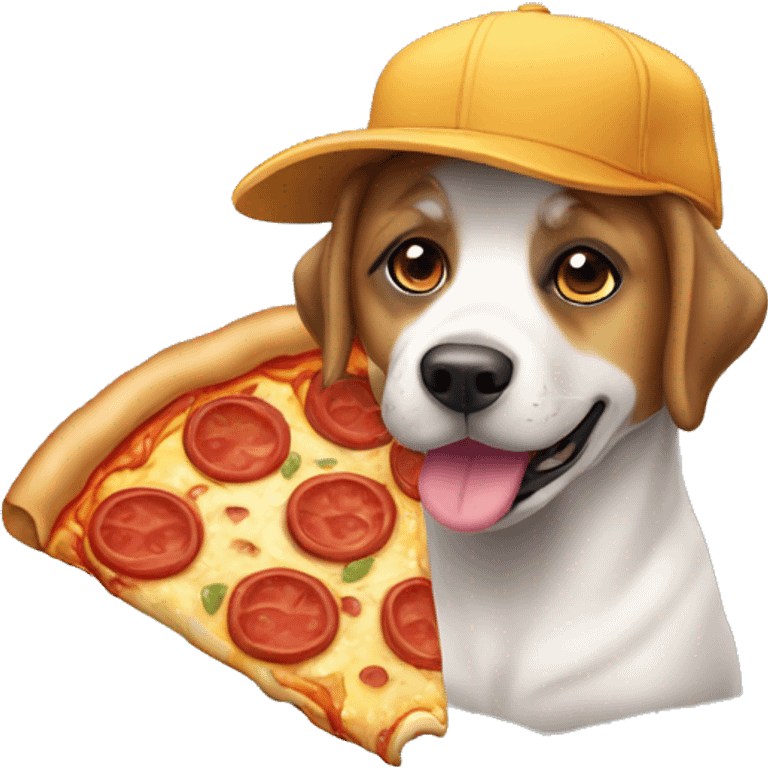 perro con una pizza de gorra emoji