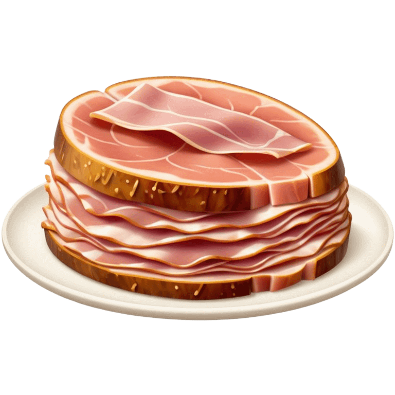 Cinematic Realistic Jam√≥n Serrano Dish Emoji, depicted as delicate, air-cured ham sliced thinly rendered with detailed textures and natural, inviting lighting. emoji