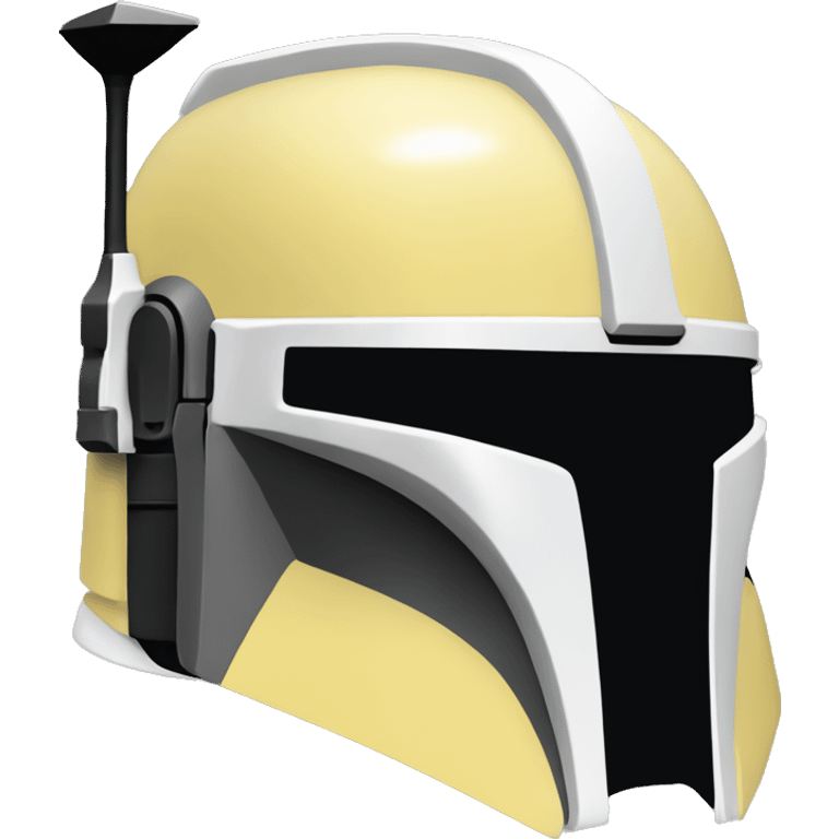 Light yellow and white colored Mandalorian helmet with antenna emoji