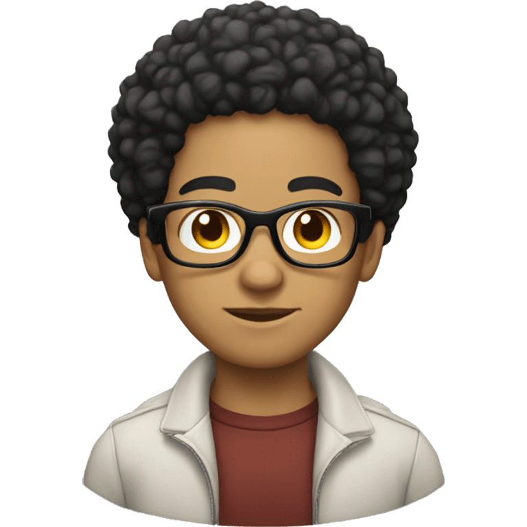 Lightskin nerd with Afro emoji