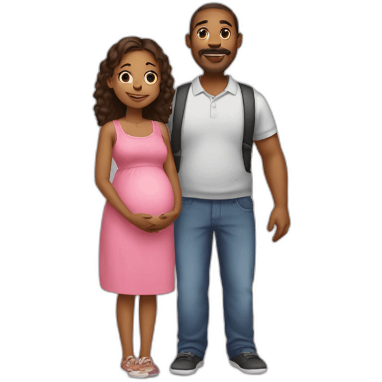 Little niece with uncle and pregnant aunt emoji