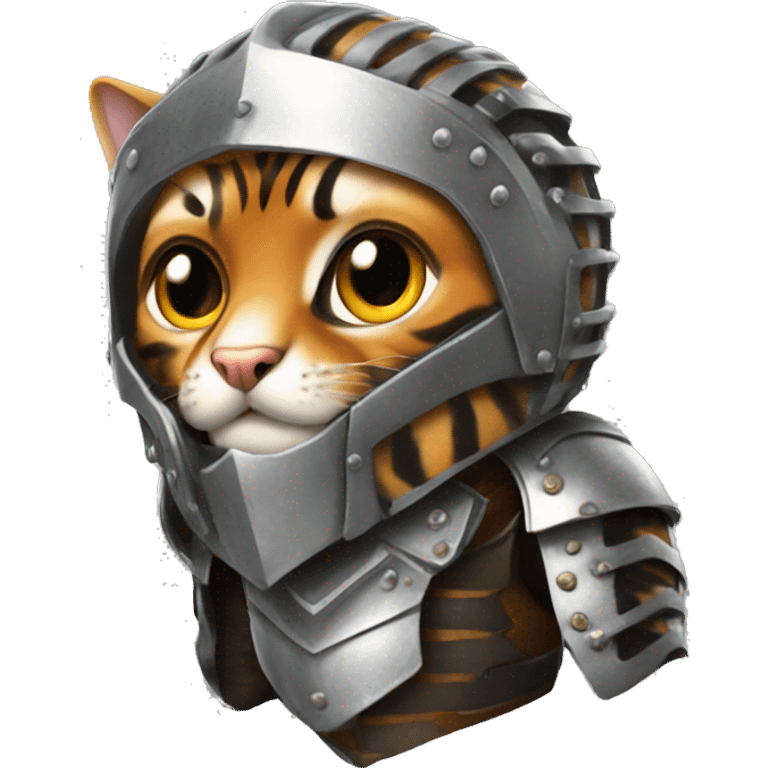 Bengal car wearing a metal armor with a sord emoji