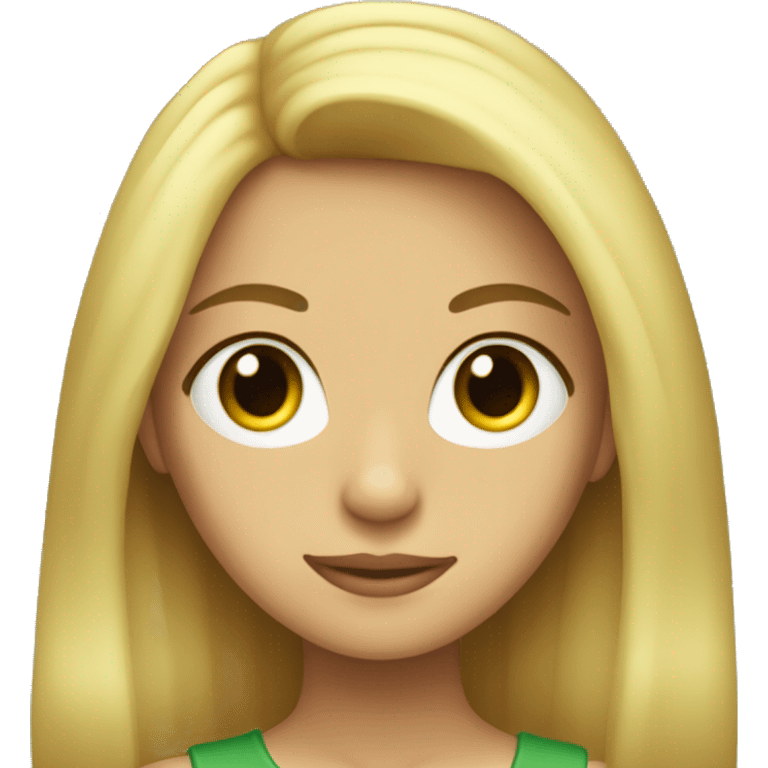 chica adolescente con el pelo lacio rubio, ojos verdes emoji