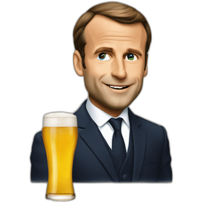 Macron avec une bière  emoji