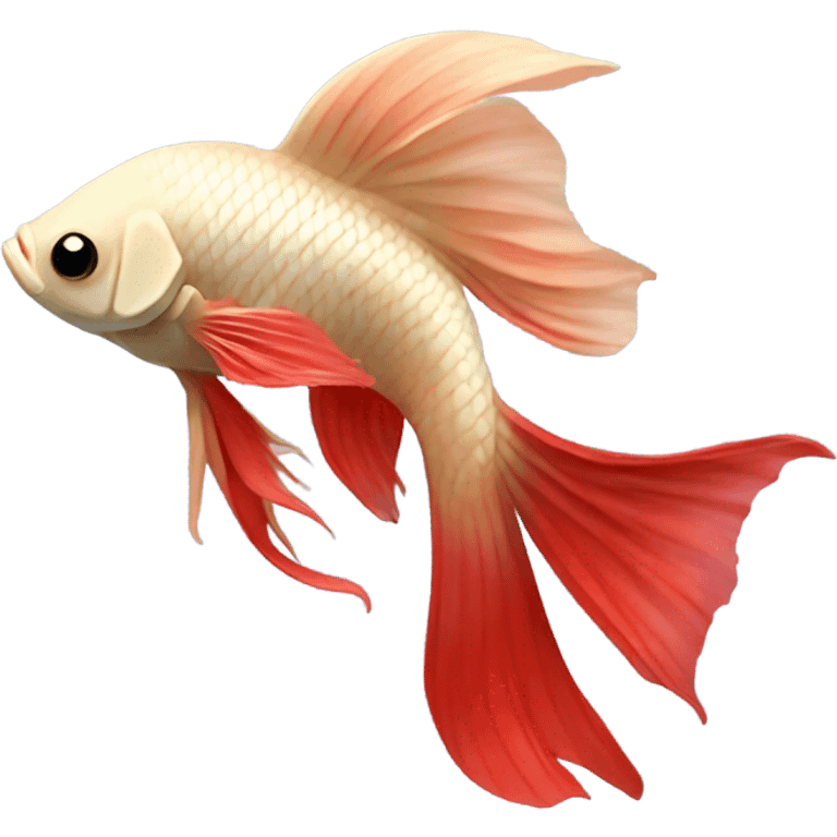 Betta fish female with short red fins and a light beige body  emoji