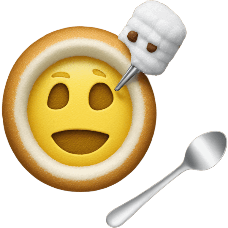 Make emoji with a spoon of suger that all over a table with a lighter emoji