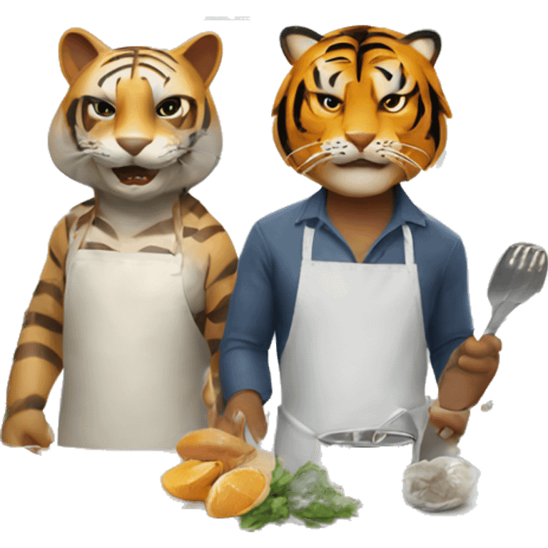 Shark and tiger in the kitchen emoji