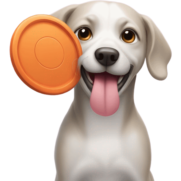 Dog with a frisbee in his mouth emoji