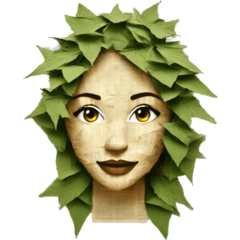  Photograph of Hemp 420 lady face made of 420 origami newspaper roses hemp leaves lantern fairy lights burning paper and hemp leaves in hair  emoji