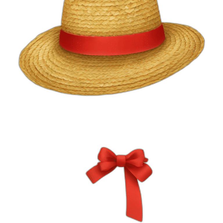 Chapeau de paille avec ruban rouge emoji