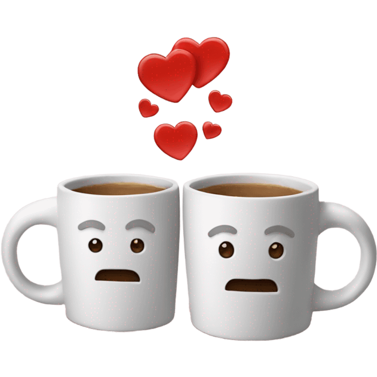 two heart shaped mugs emoji