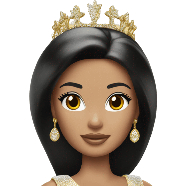 Barbie with black hair with gold tiara  emoji