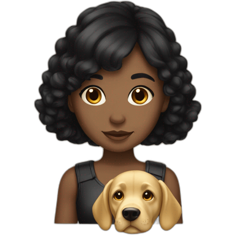 black hair european girl with a gold labrador emoji