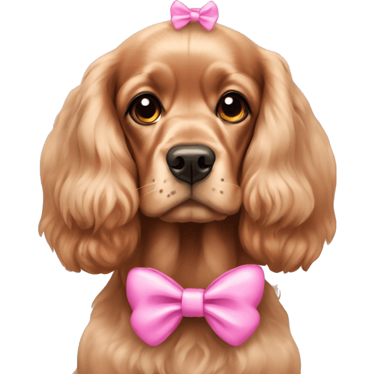 Cocker spaniel wearing pink bows on ears emoji