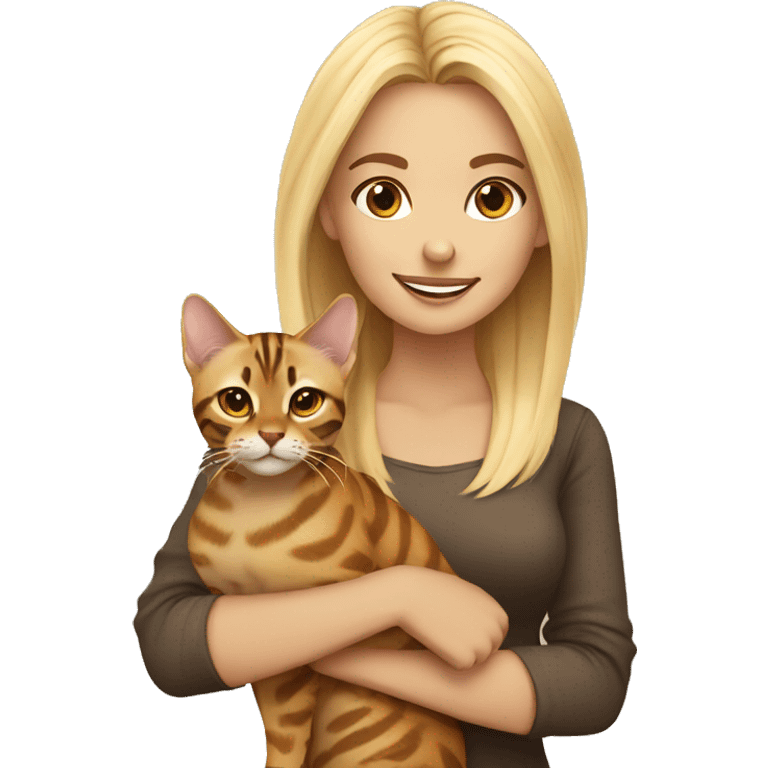 blonde girl with bengal cat emoji