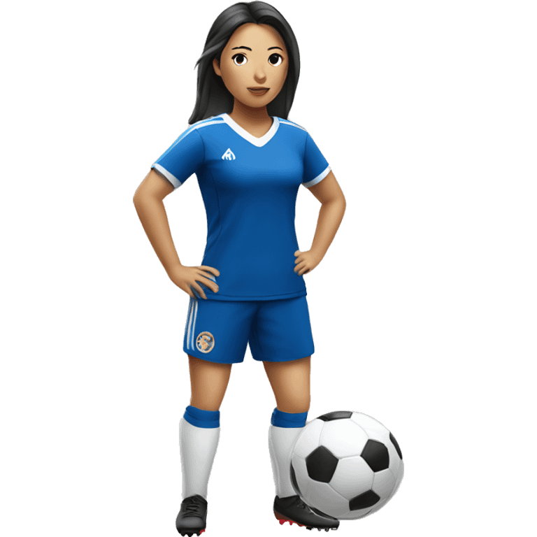 Asian American female soccer player emoji