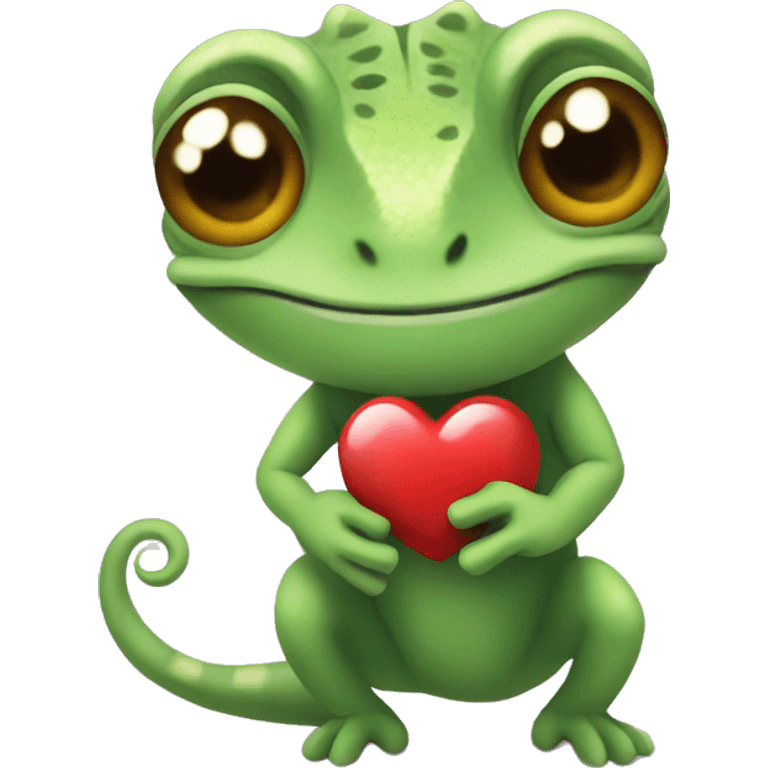 Chameleon holding heart emoji  emoji