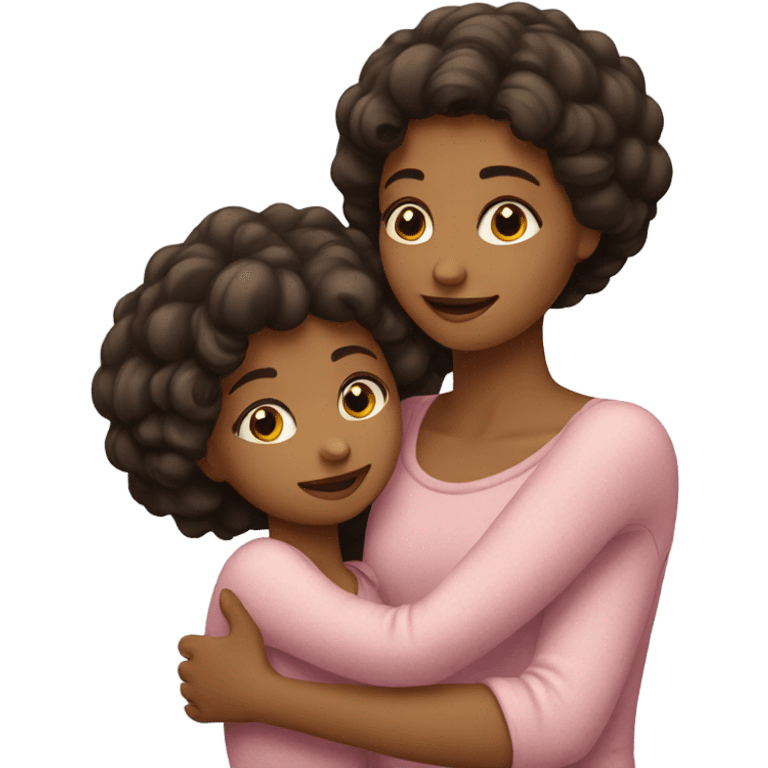 Mother hugging two daughters  emoji