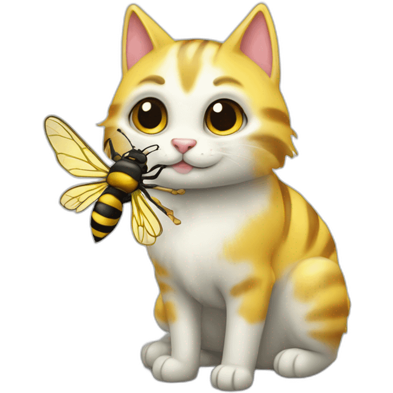 Un chat licorne qui chevauche une abeille  emoji