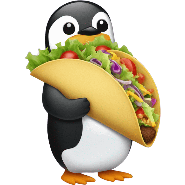 Penguin stomping on a taco emoji