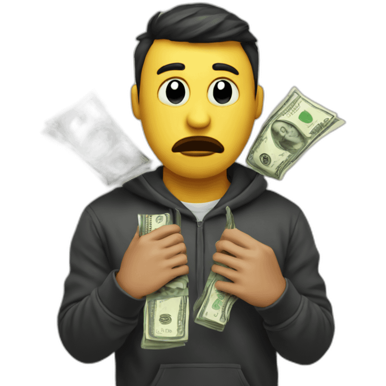 emoji holding money and being sad emoji